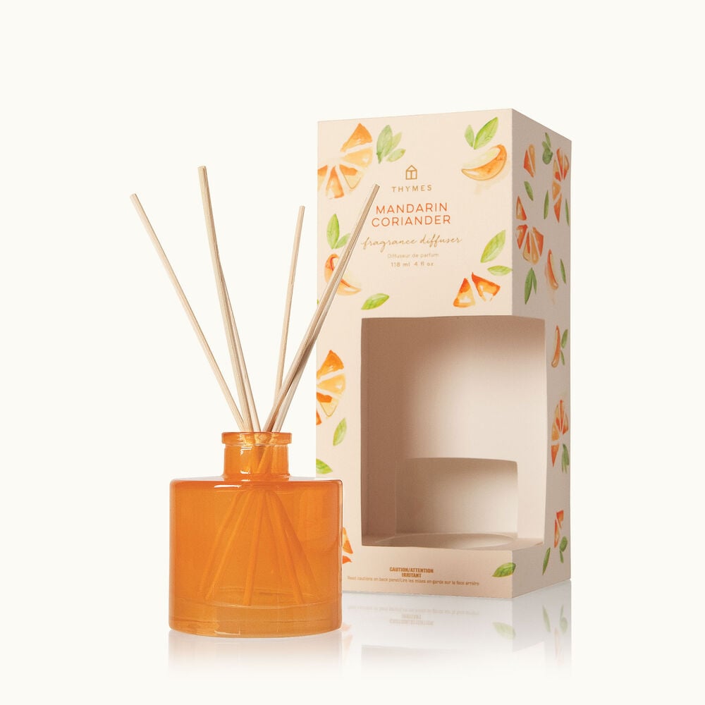 Thymes Mandarin Coriander Petite Diffuser with Rattan Reeds and Spiced Citrus Fragrances image number 1
